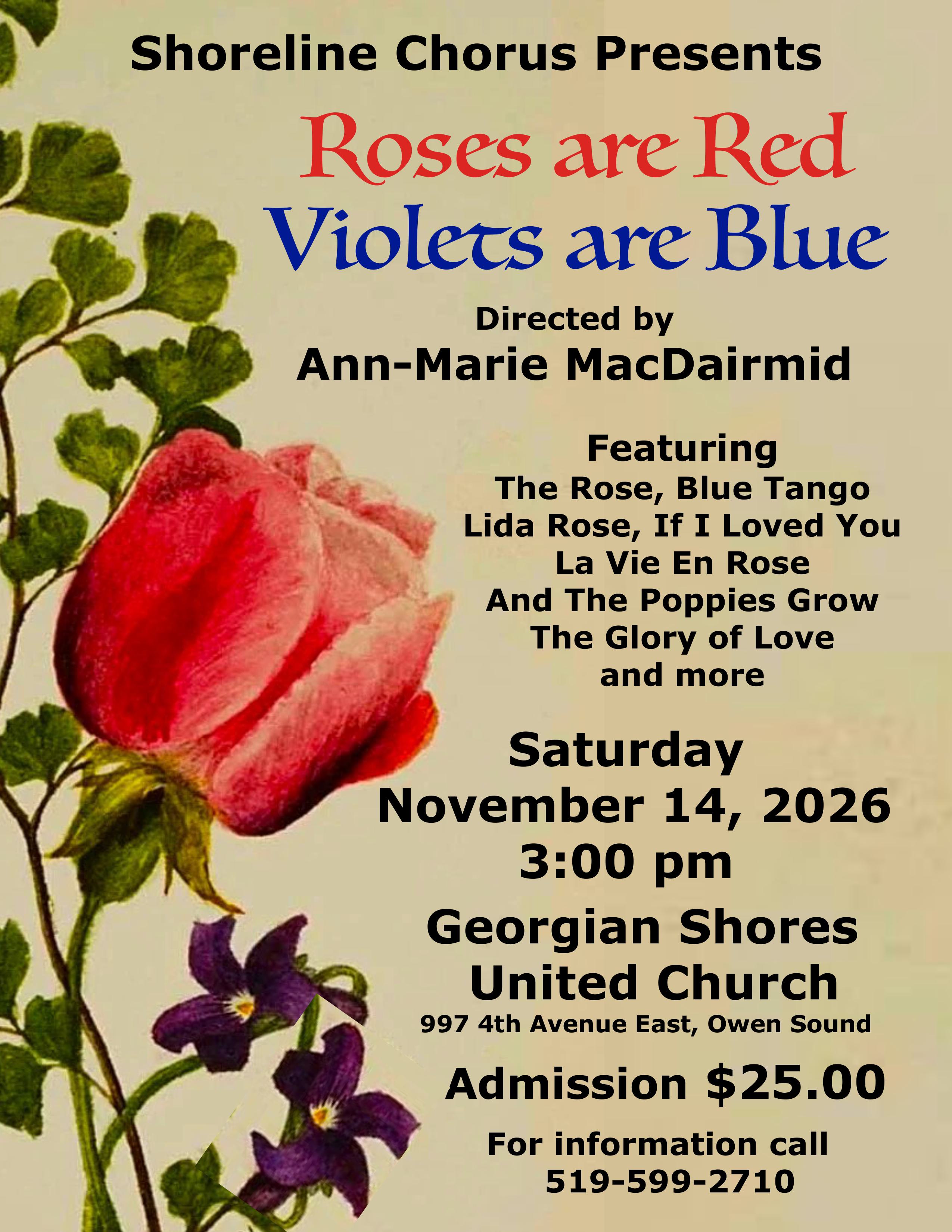 Event image Shoreline Chorus Presents "Rose Are Red, Violets Are Blue"